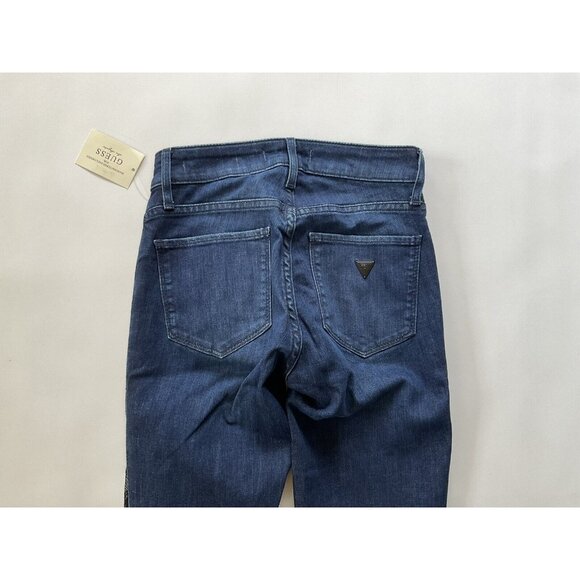 Guess Women’s Sexy Curve Skinny Jeans Side Lace Details In Blue Size 24 - Picture 9 of 11